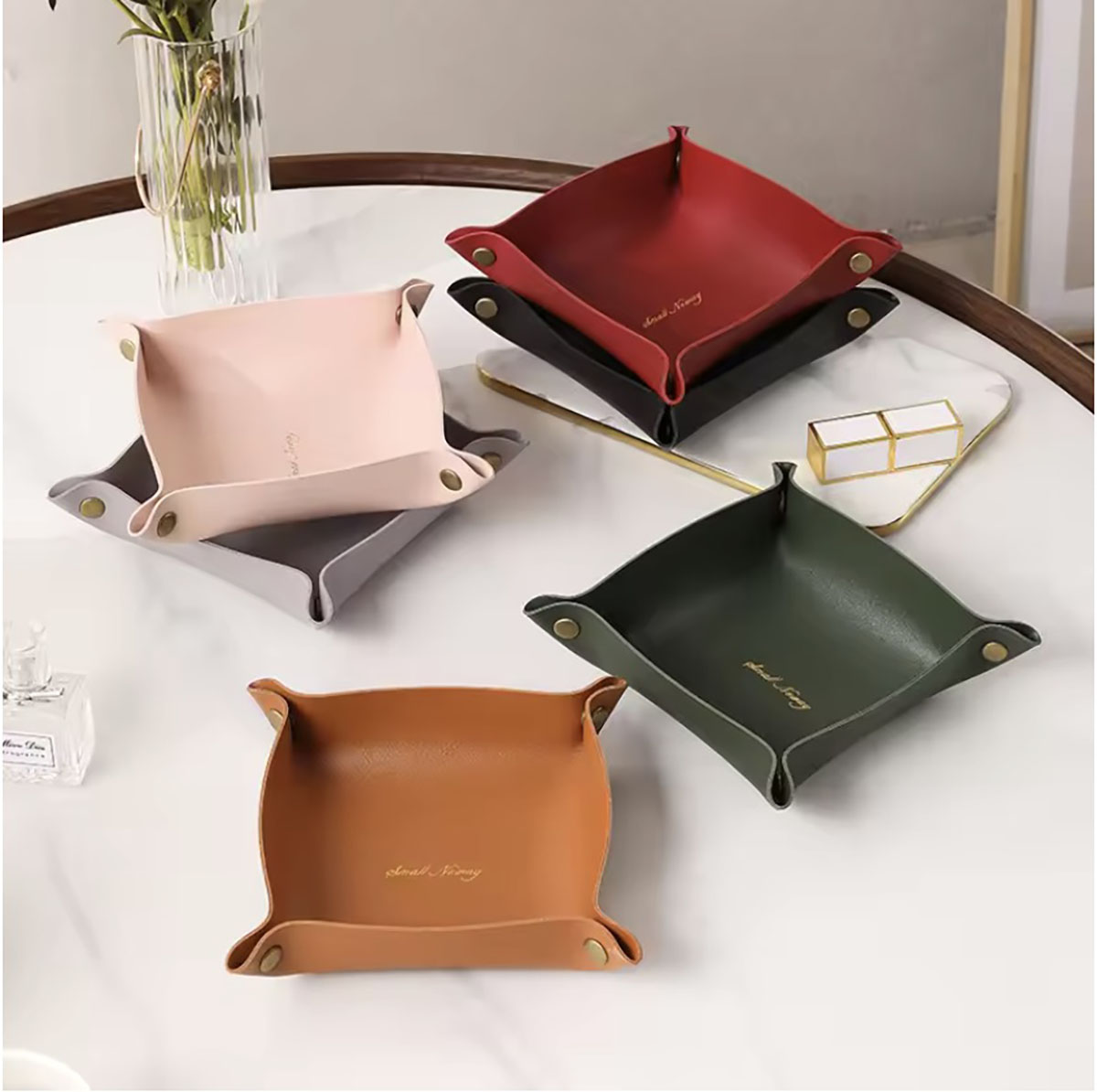 Men'S Accessories Drawer Organizer - Nordic Style Leather Storage Tray Desktop