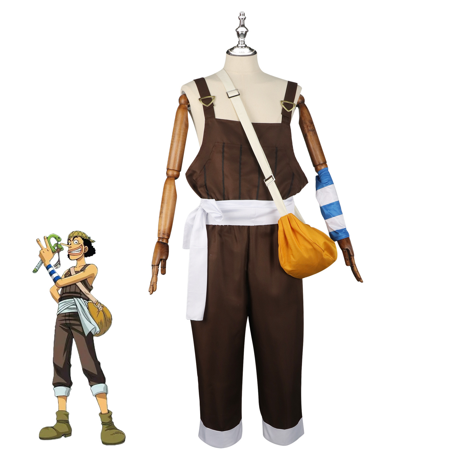 Men'S Suit Accessories - Anime UUsopp Cosplay Costume Brown Rompers