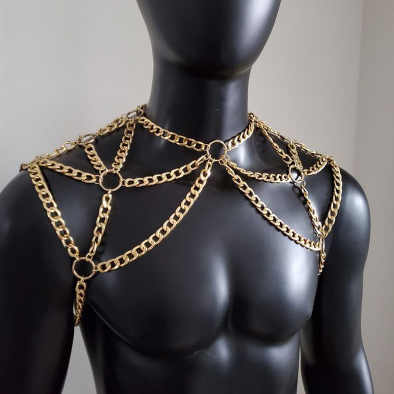 Men Accessories For Beach - Punk Men Shoulder Body Chain Back