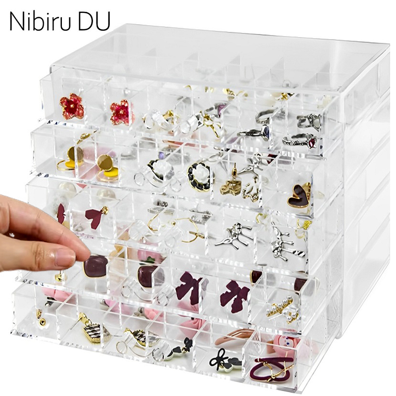 Men'S Accessories Drawer Organizer - Transparent Jewelry Storage Box 72/79/120 Grids