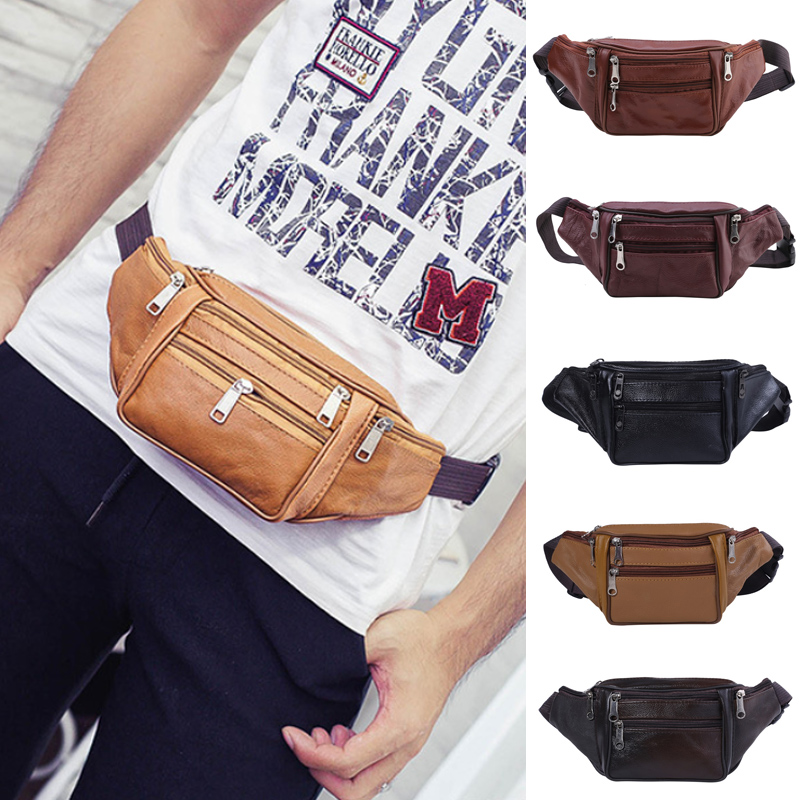 Travel Organizer Men - Fashion Men Genuine Leather Waist Packs