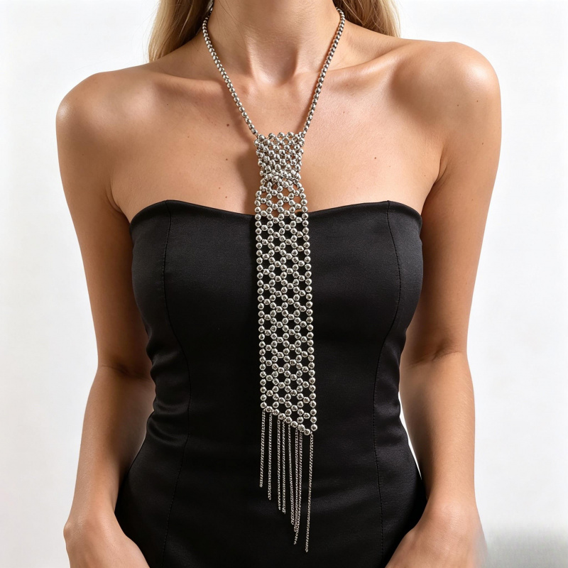 Men'S Accessories High End - Fashionable Imitation Pearl Tie Necklace Niche
