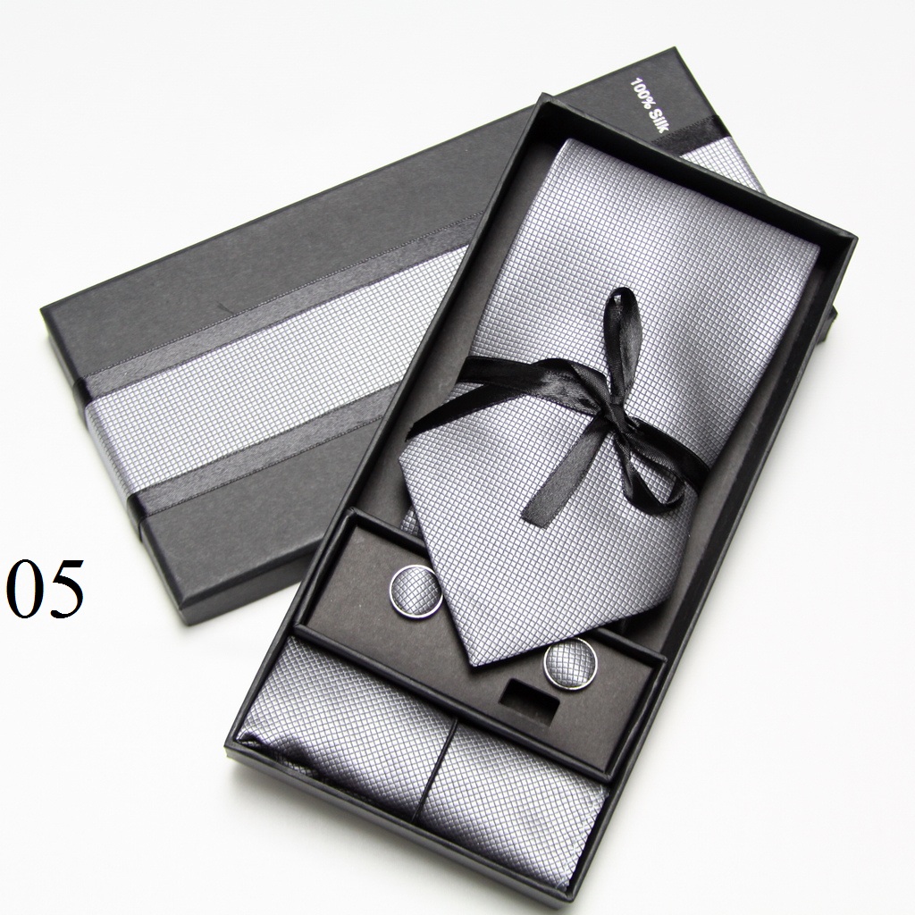 Solid Neck Tie Set Box Cufflin - Men Accessories Combo Set review and price