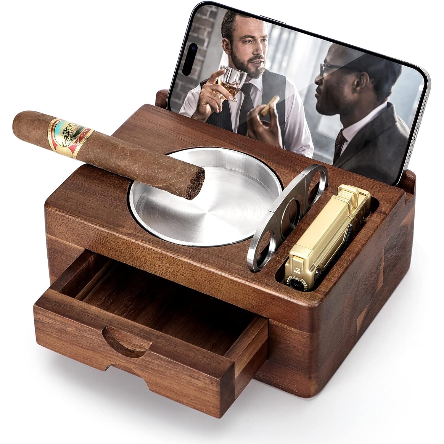 Wooden Ashtrays with Phone Tab - Men Accessories Drawer review and price