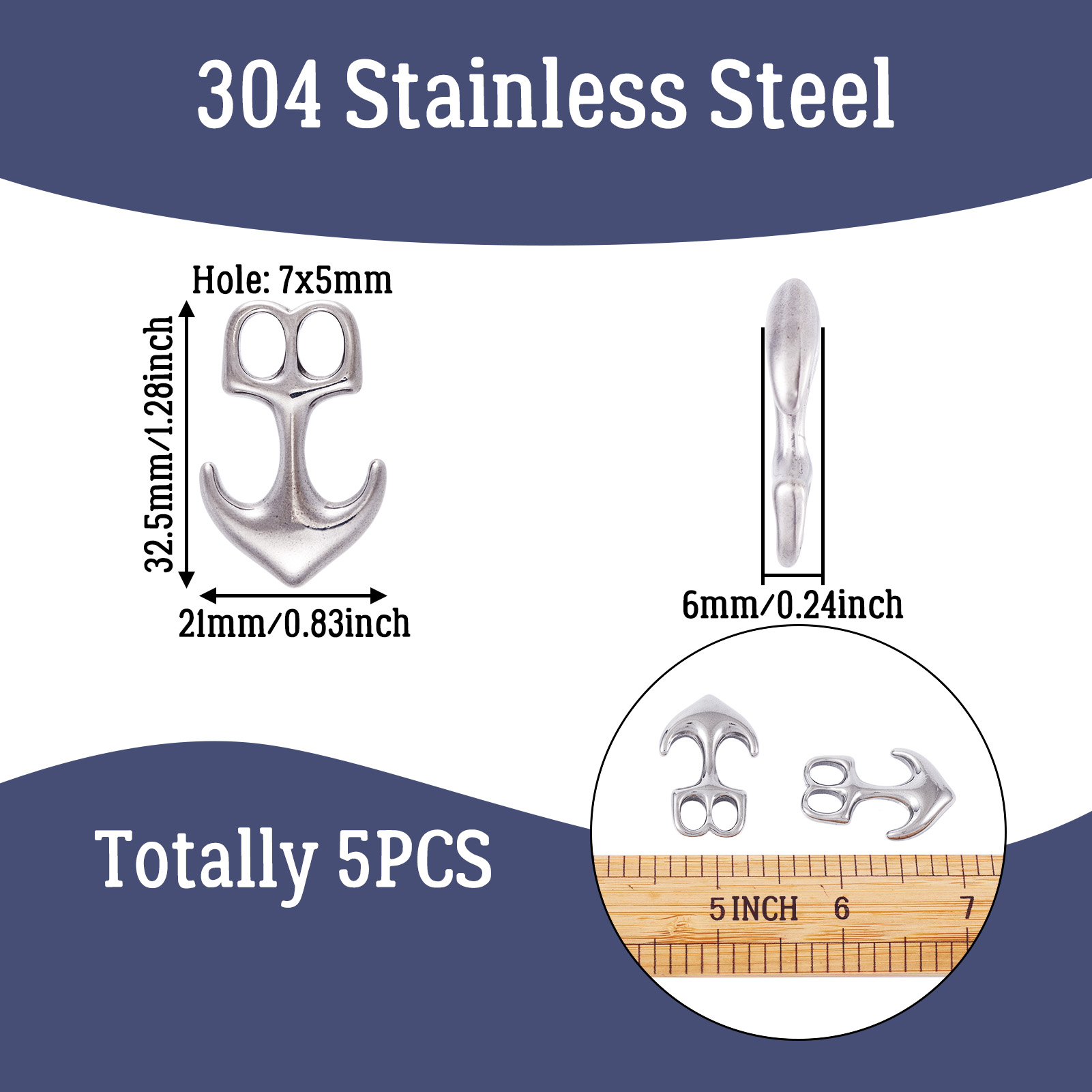 5pcs Anchor Hook Clasps 304 St - Men Accessories Jewellery review and price