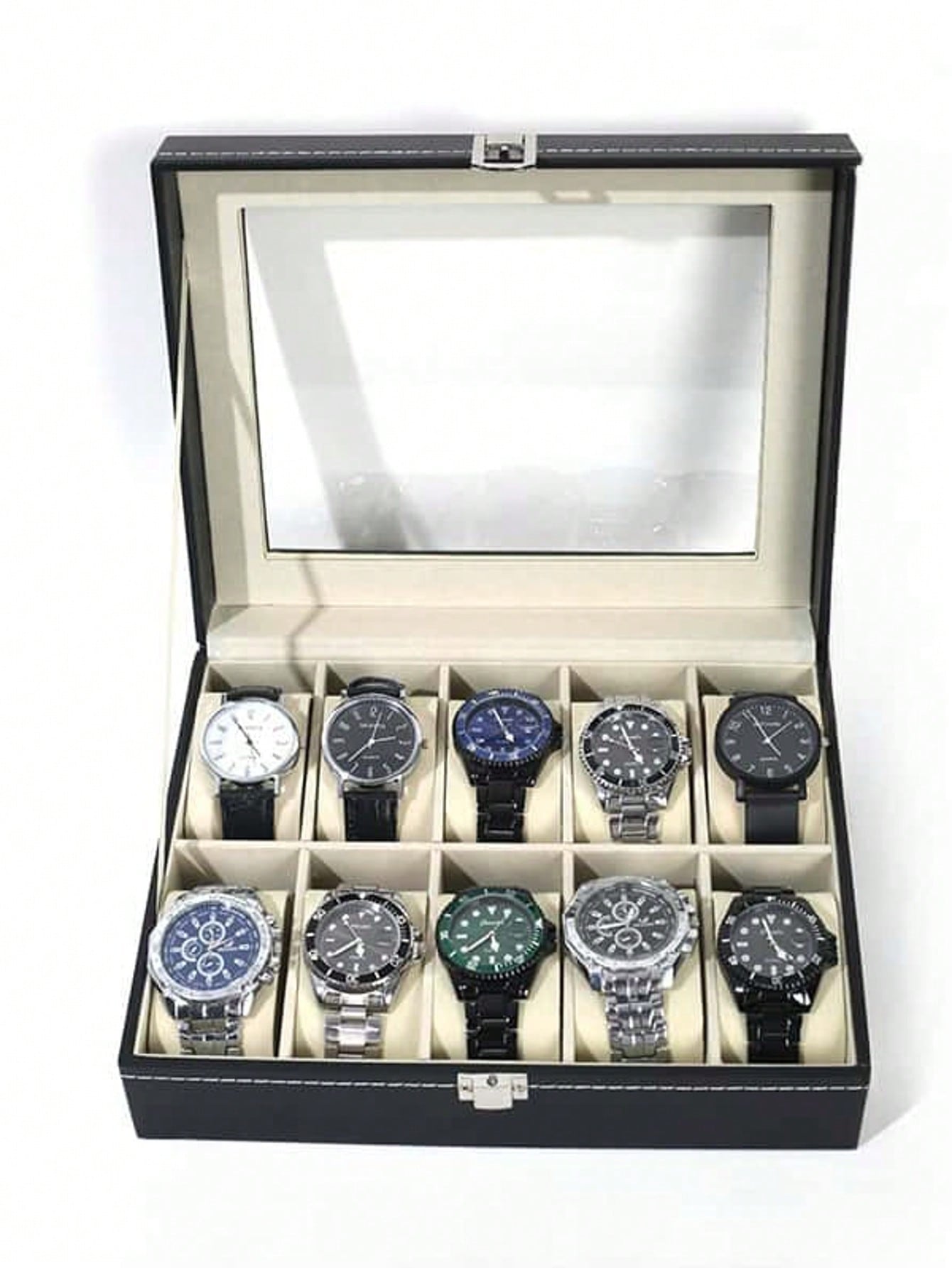 Leather Watch Box with Lock, L - Men'S Accessories Drawer Organizer review and price