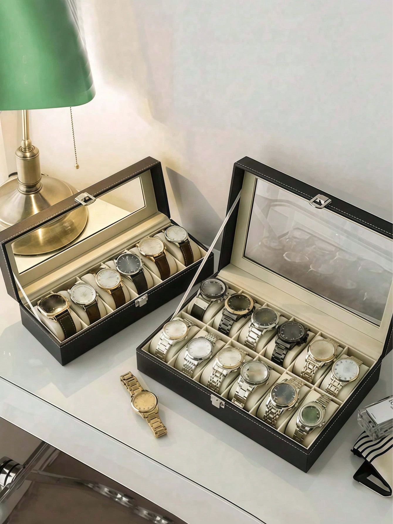 Leather Watch Box with Lock, L - Men'S Accessories Drawer Organizer review and price