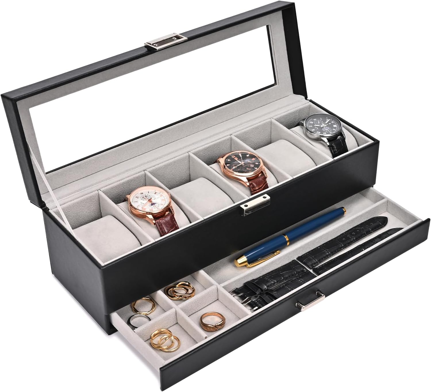 Watch Box 6 Slot with Drawer f - Men Accessories Drawer review and price