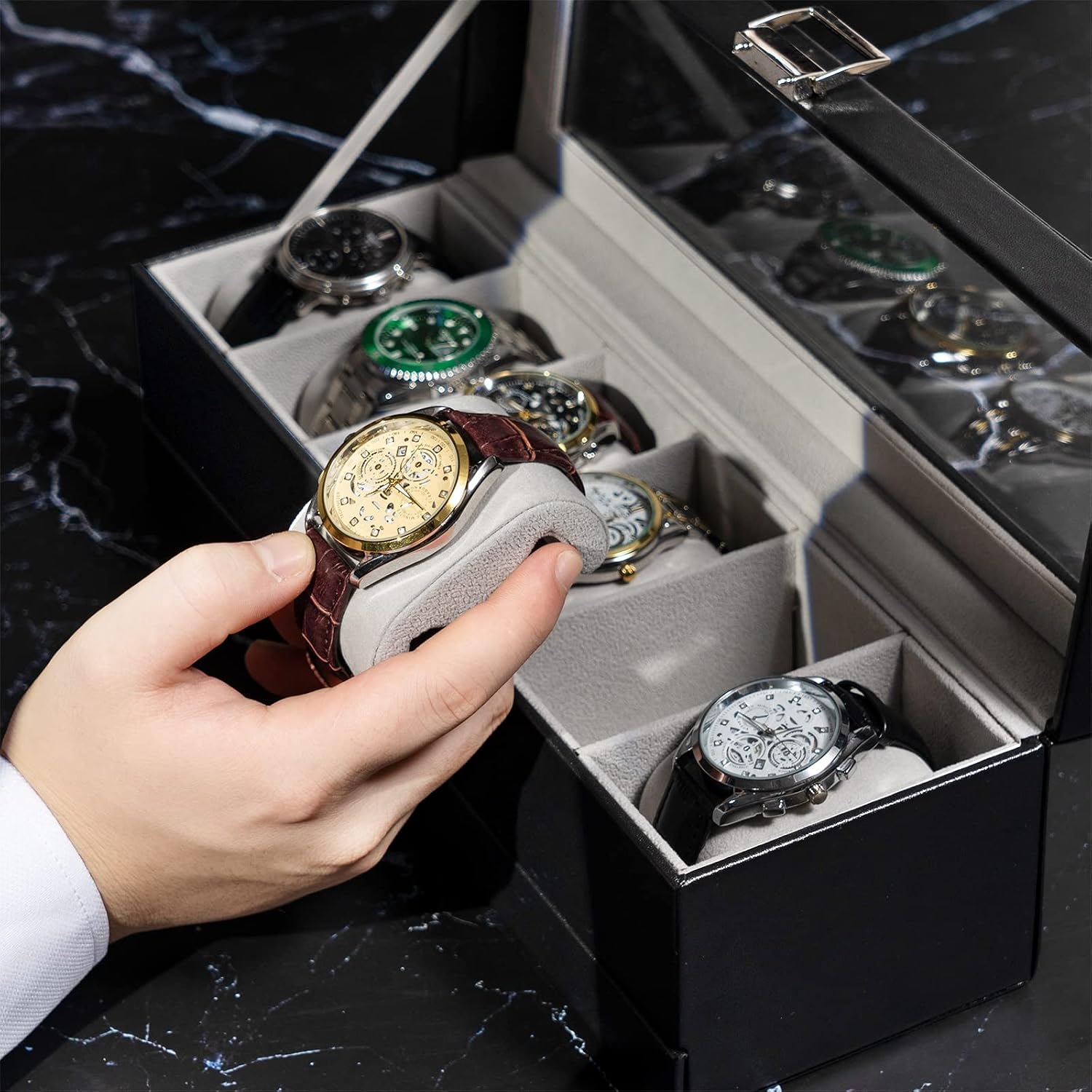 Watch Box 6 Slot with Drawer f - Men Accessories Drawer review and price