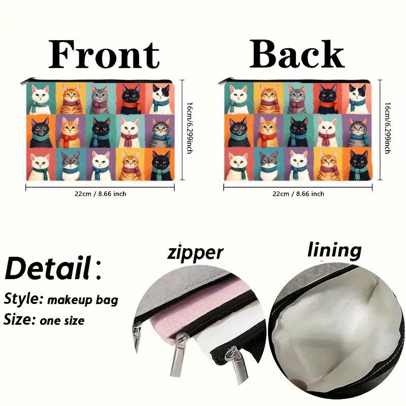 Cute Cat Print Makeup Bag, Zip - Travel Organizer Men review and price